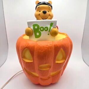 Disney VTG Halloween Winnie The Pooh BOO Jack O'Lantern Light Up Plastic Pumpkin